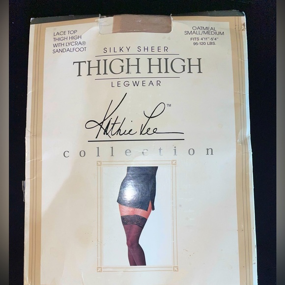 New Kathie Lee Collection Thigh High Legware, Lace Top, OATMEAL, small/Medium - Picture 1 of 4